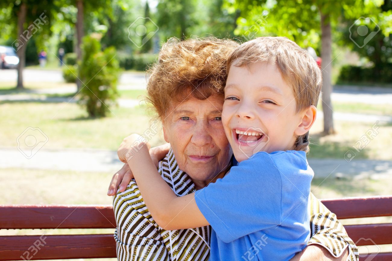 grandmother with grandchild old woman with grandson stock photo