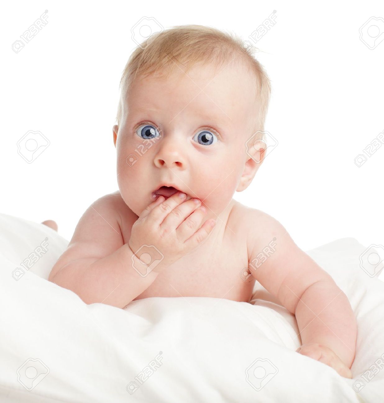 Surprised Baby Isolated On White Stock Photo, Picture And Royalty Free  Image. Image 17751199.