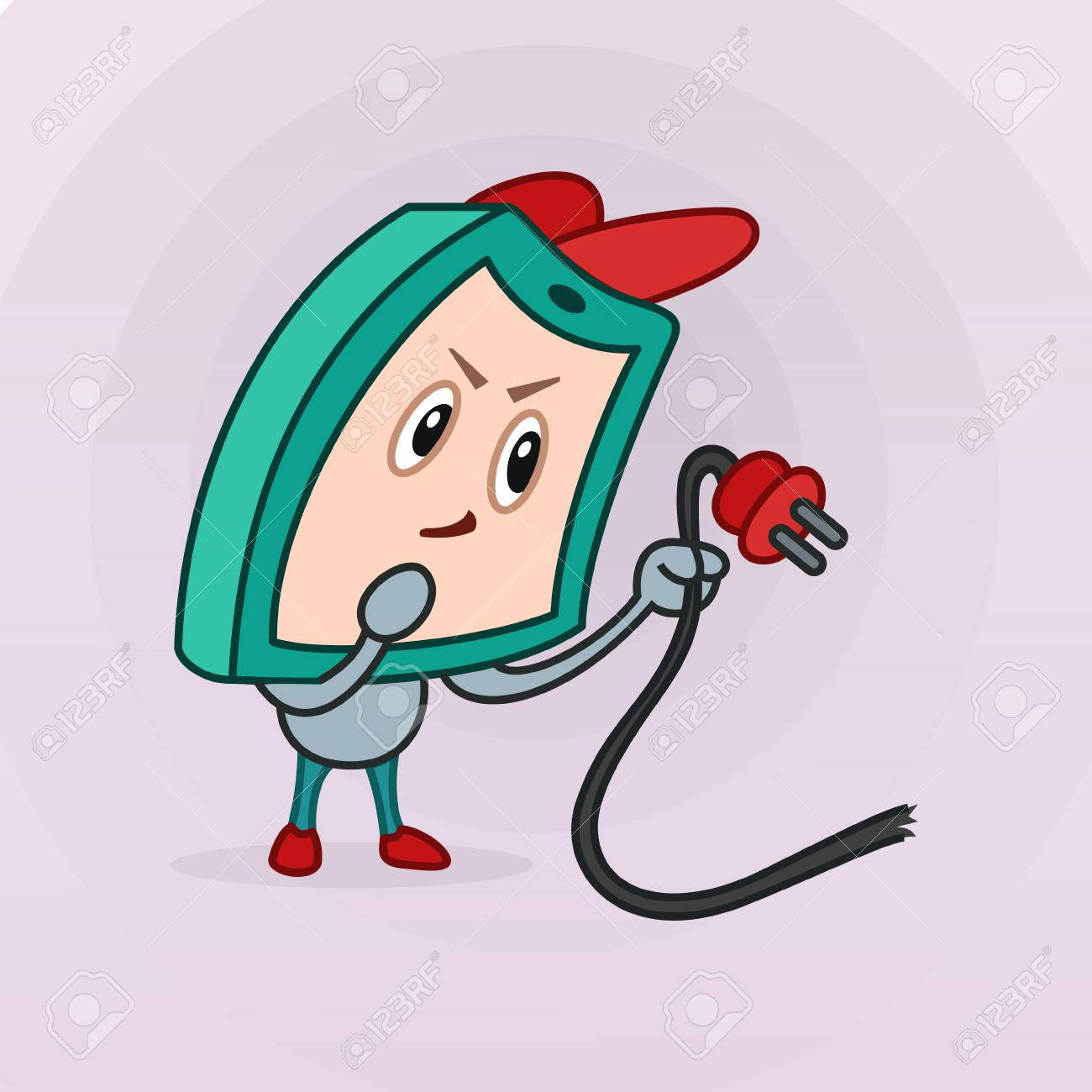 感情が十分なエネルギーを持たない漫画のキャラクターモニターのイラスト素材 ベクタ Image