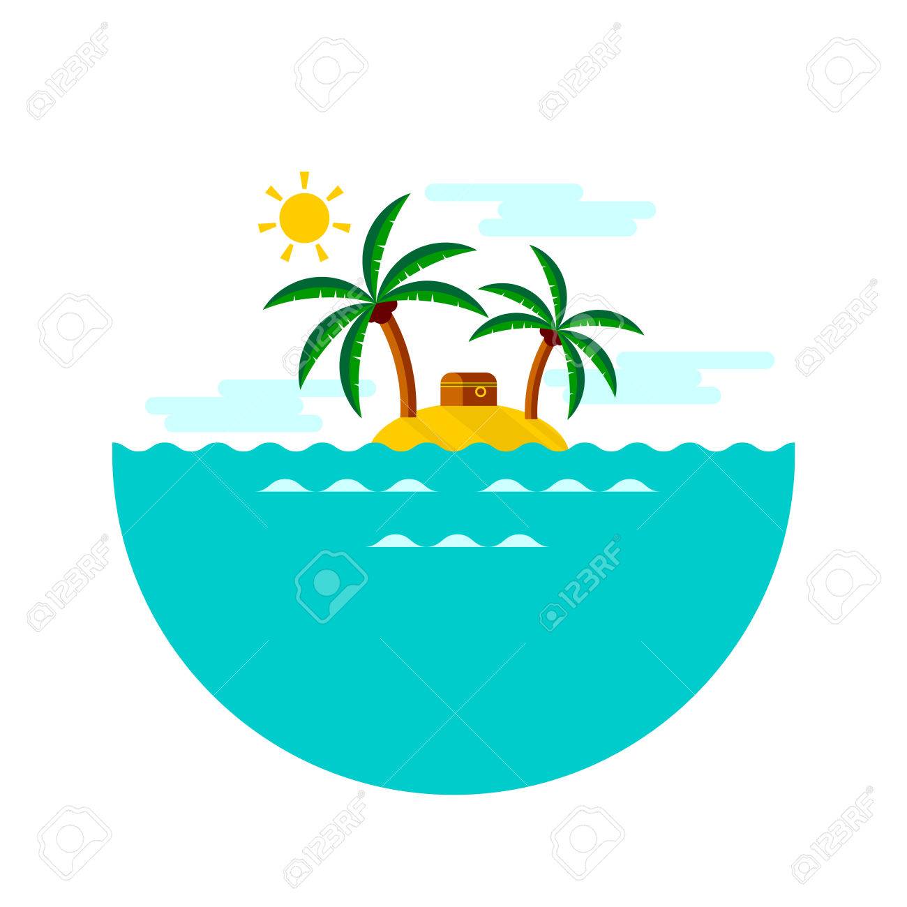 ベクター イラストを無人島に海賊宝物胸を描いたします のイラスト素材 ベクタ Image 8670