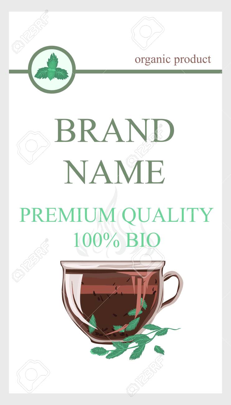 Herbal Tea Packaging Branding with Cup of tea Mint leaves. Eco Cover wrap for mint leaf tea, dried ingredient. Tea Brand Element for design template flyers, gift cards, invitations and brochures. - 100952699 Herbal Tea Packaging Branding with Cup of tea Mint leaves. Eco Cover wrap for mint leaf tea, dried ingredient. Tea Brand Element for design template flyers, gift cards, invitations and brochures. - 100952699