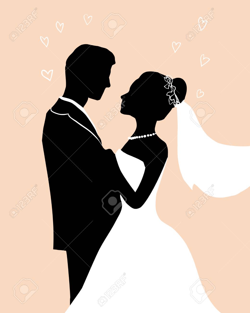 Flat ink Silhouette Bride and groom - wedding vector invitation greeting card in elegant romantic decorative style. A loving couple hugs - passion love of young people. - 101294715 Flat ink Silhouette Bride and groom - wedding vector invitation greeting card in elegant romantic decorative style. A loving couple hugs - passion love of young people. - 101294715