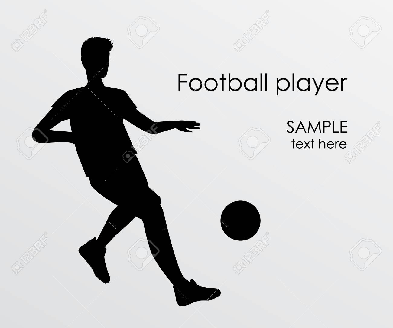 Football player silhouette - vector illustration. Man Soccer player Kick on ball. Person isolated on white background. Poster space for your text - 104765220 Football player silhouette - vector illustration. Man Soccer player Kick on ball. Person isolated on white background. Poster space for your text - 104765220