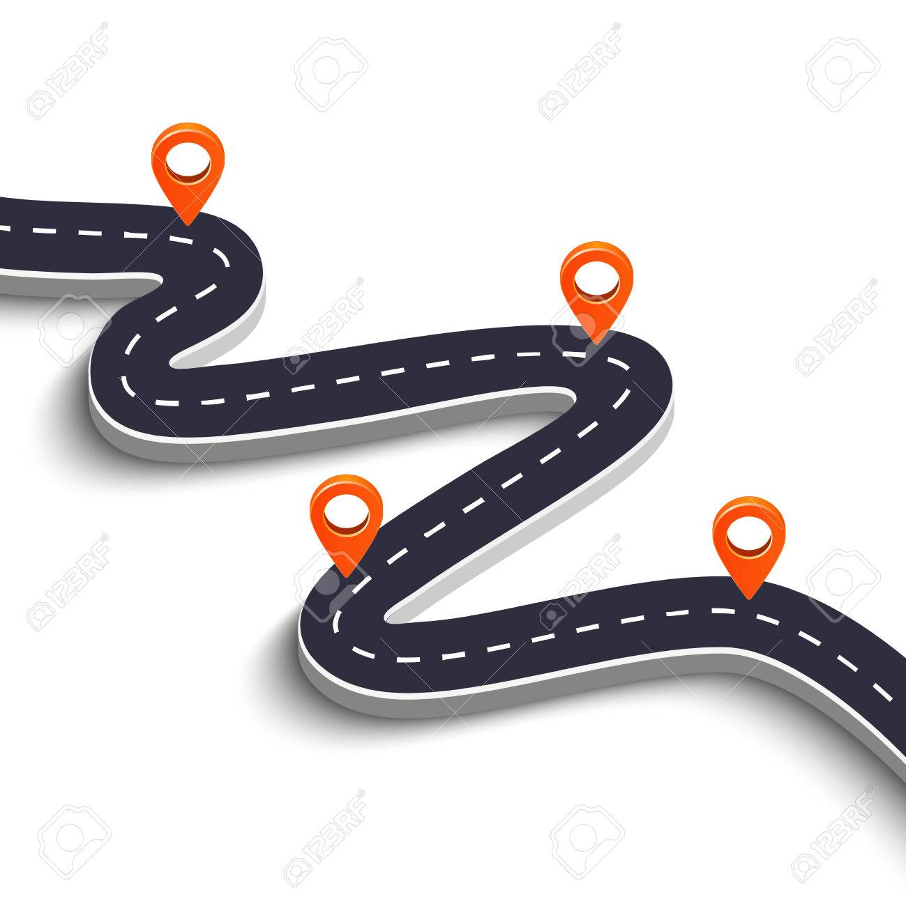 winding road isolated on a white background road way location