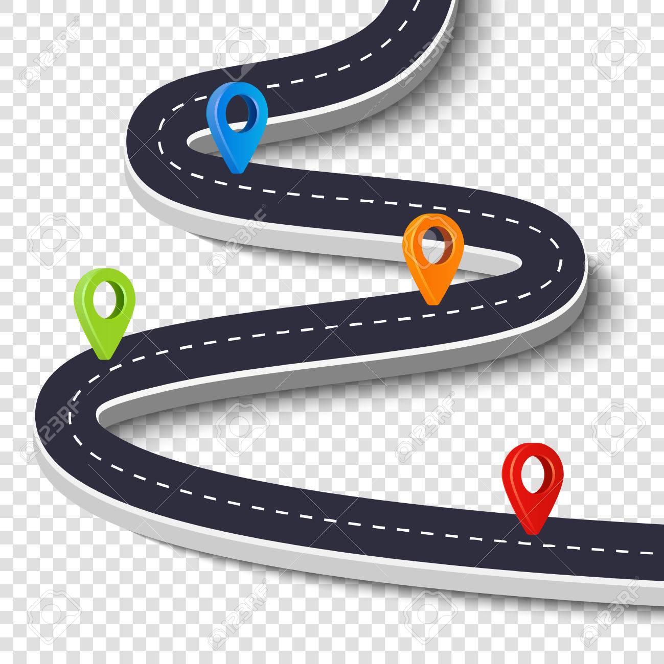 winding road isolated on a white background road way location
