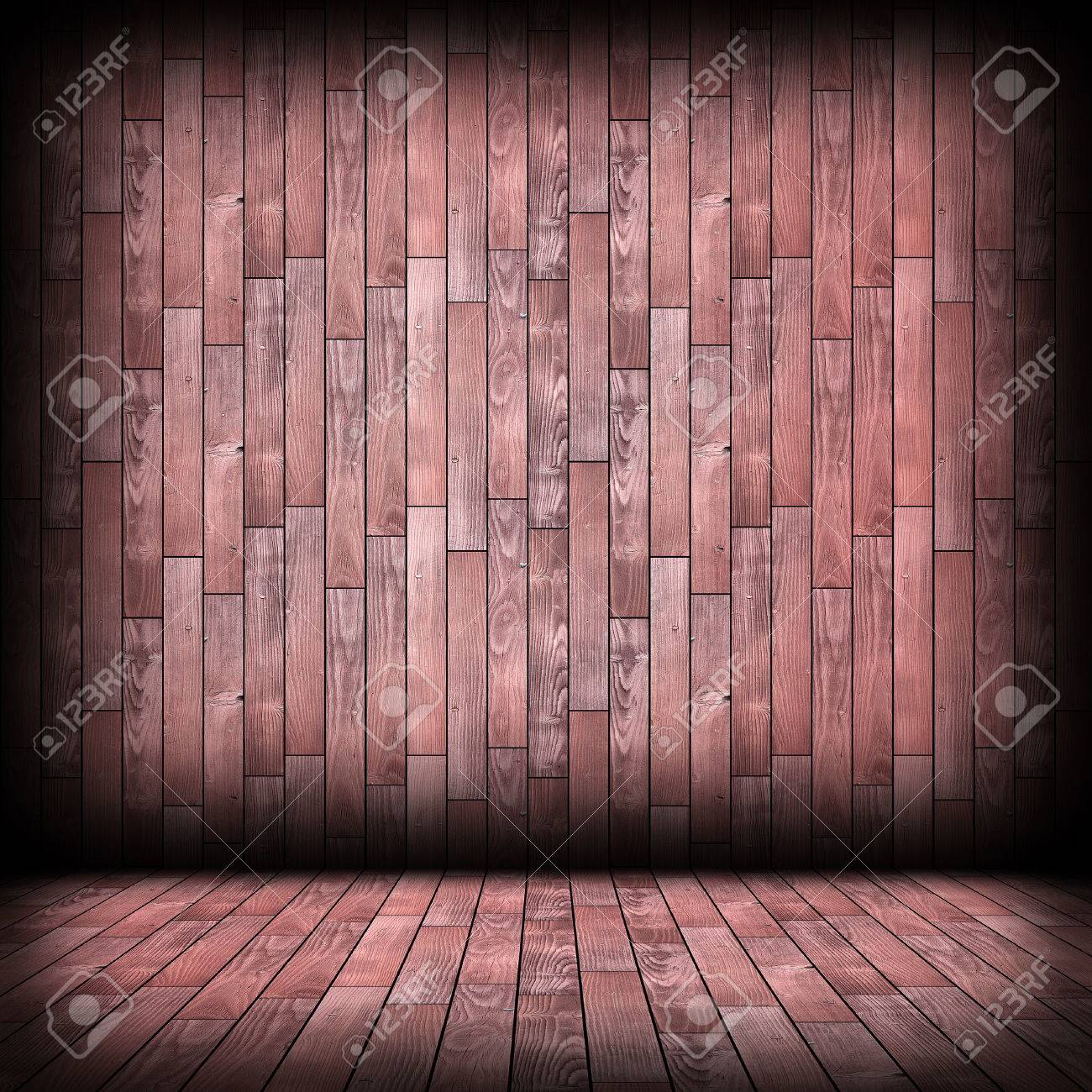 空建築室内木製部屋 赤みを帯びた木の板の寄木細工の床および壁の仕上げ の写真素材 画像素材 Image