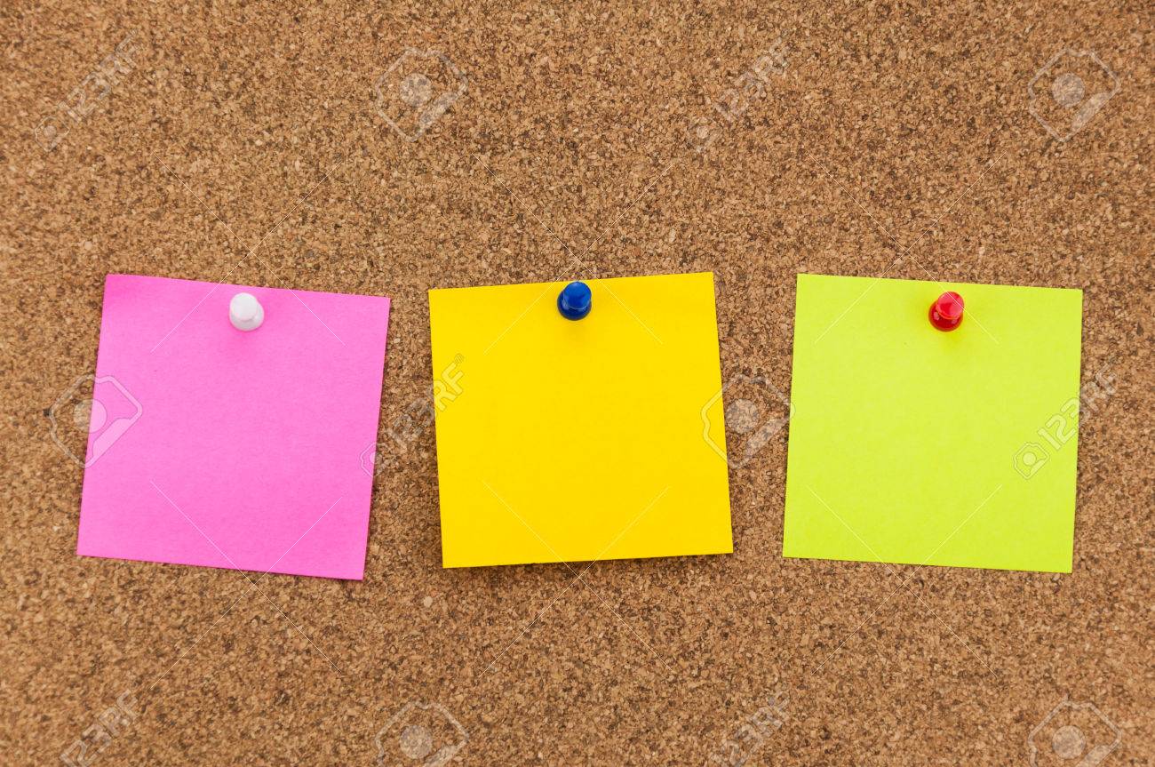 three blank sticky notes