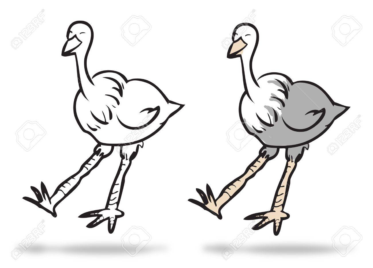 ダチョウの絵とアウトラインのカップル の写真素材 画像素材 Image