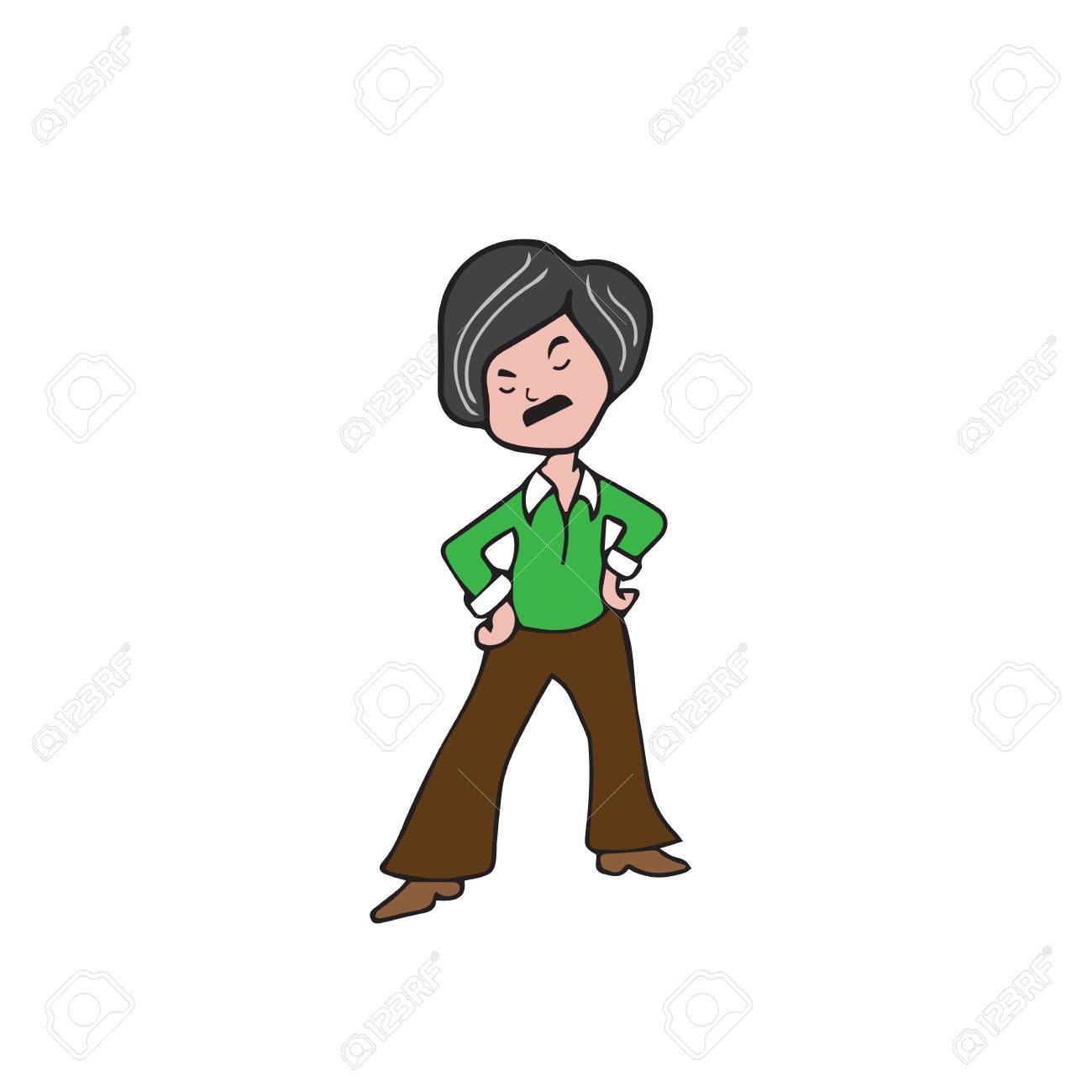 男は 70 年代のヒッピー スタイル ファッション ベクトル のイラスト素材 ベクタ Image