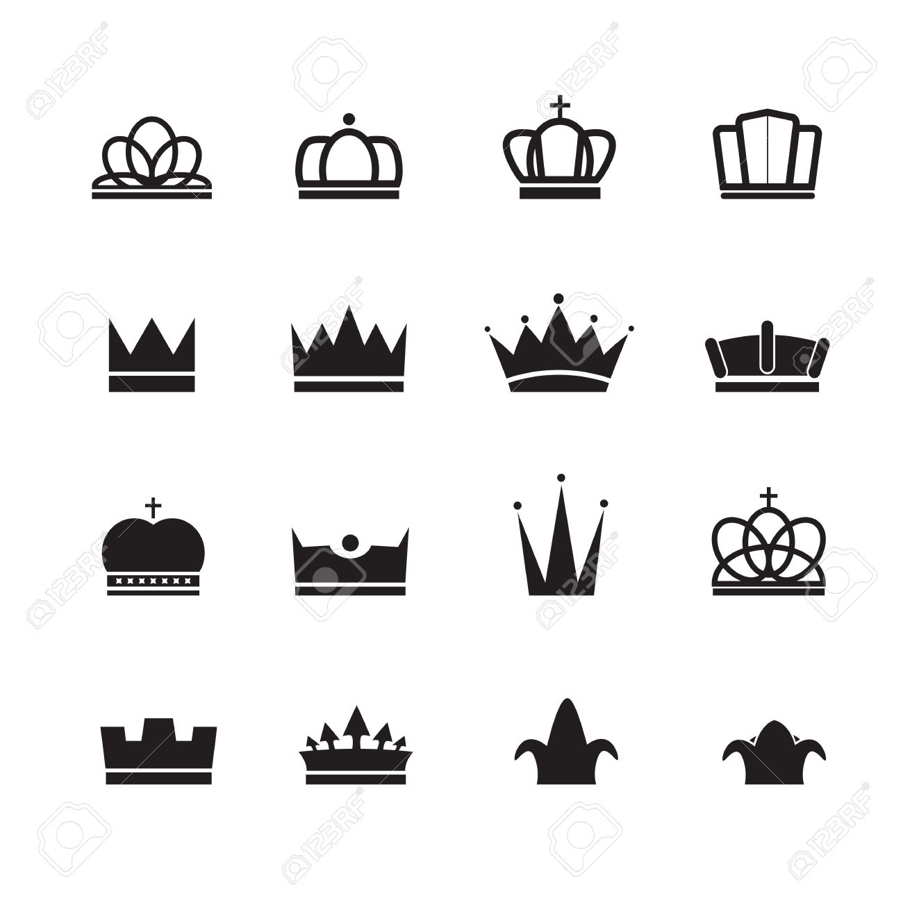 Crown Silhouette Design Vector Set Royalty Free Cliparts Vectors And Stock Illustration Image