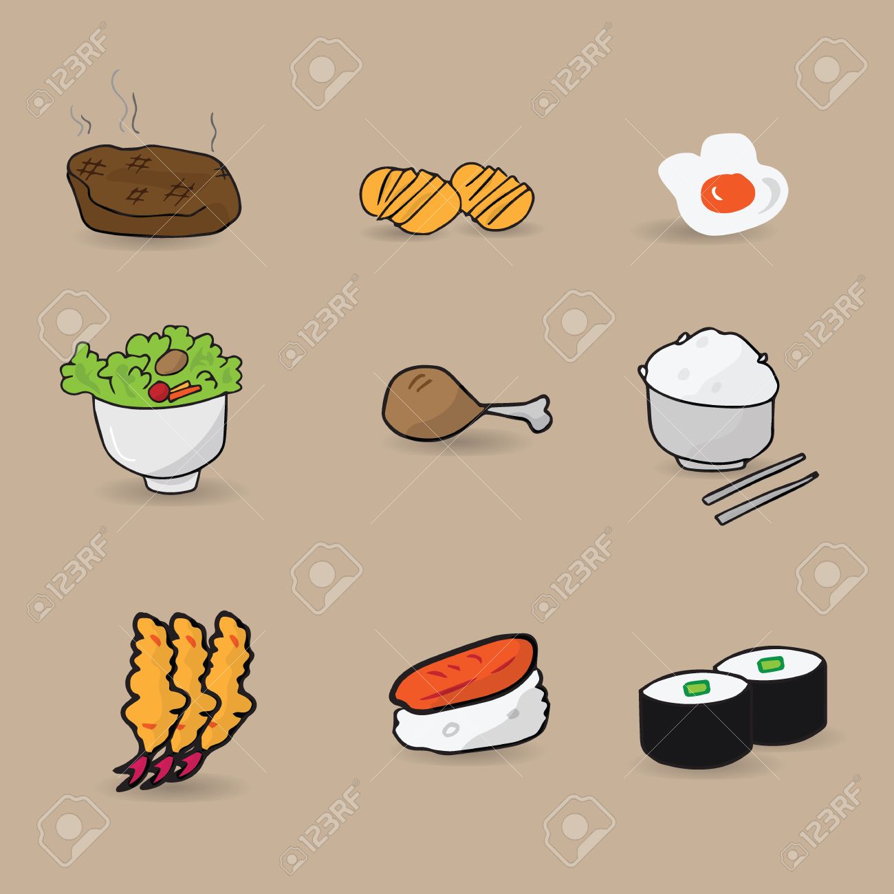 Nourriture Sushi Japonais Dessin Anime De Menu Clip Art Libres De Droits Vecteurs Et Illustration Image