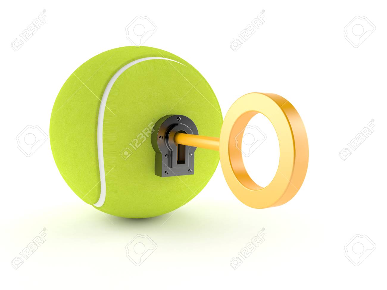 白い背景に分離されたドアの鍵をテニス ボール の写真素材 画像素材 Image