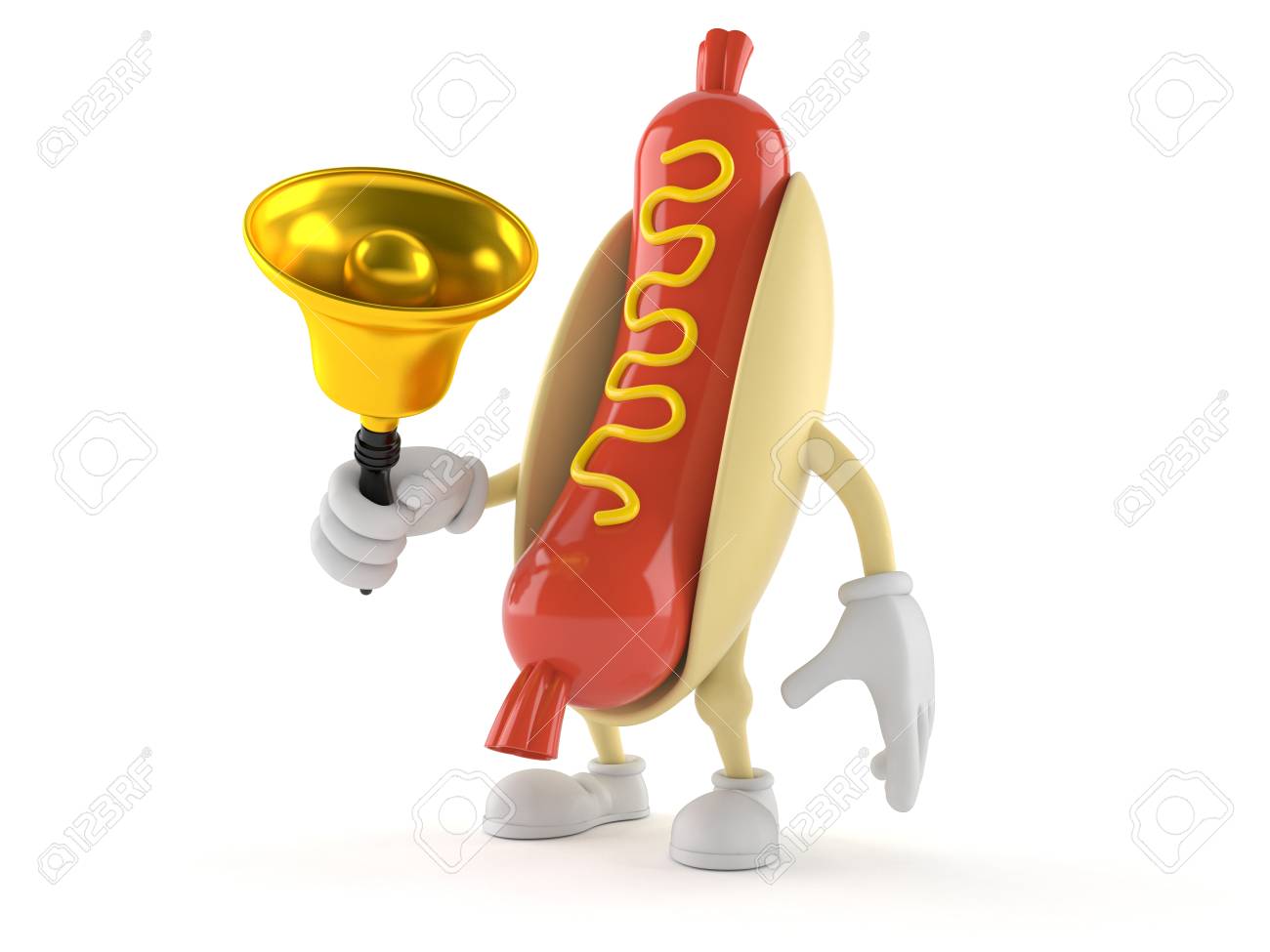 白い背景に隔離されたハンドベルを鳴らすホットドッグキャラクター の写真素材 画像素材 Image 白い背景に隔離されたハンドベルを鳴らすホットドッグキャラクター の写真素材 画像素材 Image