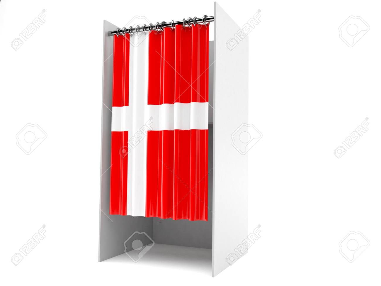 Vote Cabinet With Denmark Flag Isolated On White Background Stock