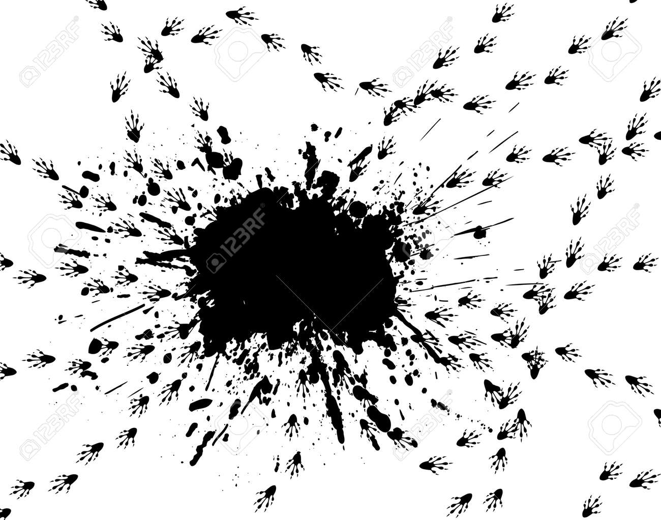 齧歯動物の足跡と塗料流出の編集可能なベクトル イラスト のイラスト素材 ベクタ Image