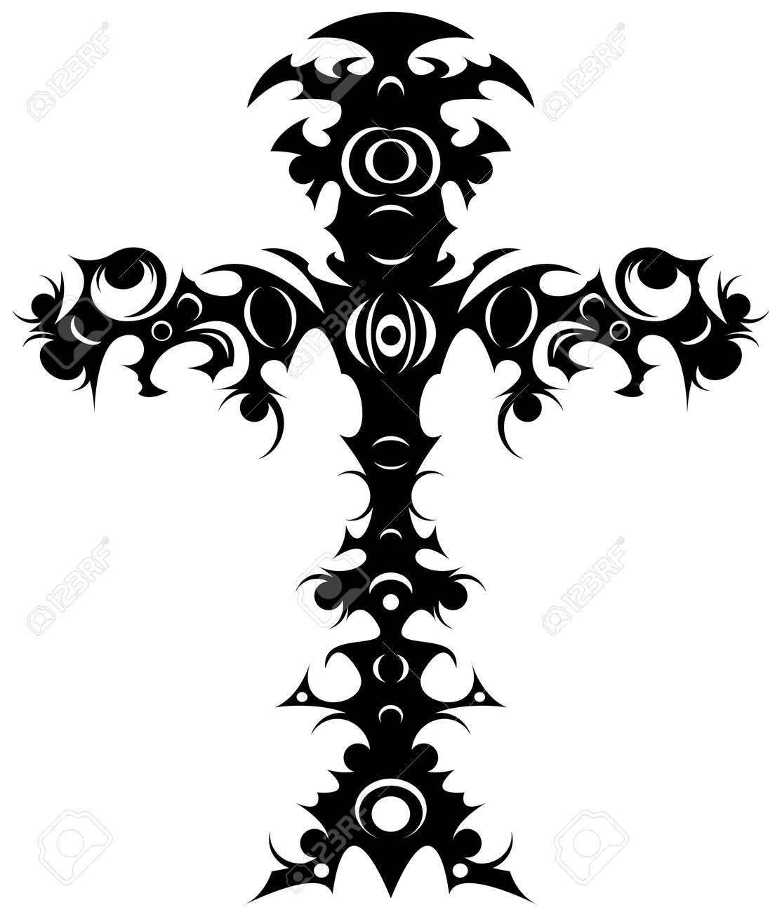 華やかな部族十字架の入れ墨の編集可能なイラストのイラスト素材 ベクタ Image