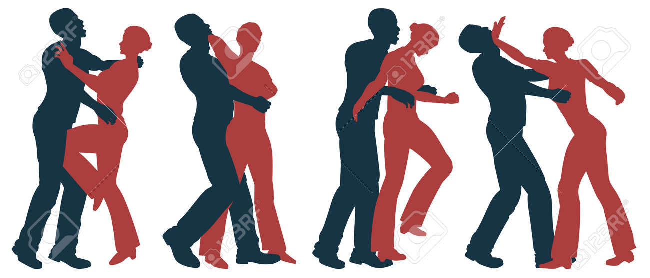 Set Of Editable Vector Silhouettes Of Self Defense Moves For Royalty Free Cliparts Vectors And Stock Illustration Image