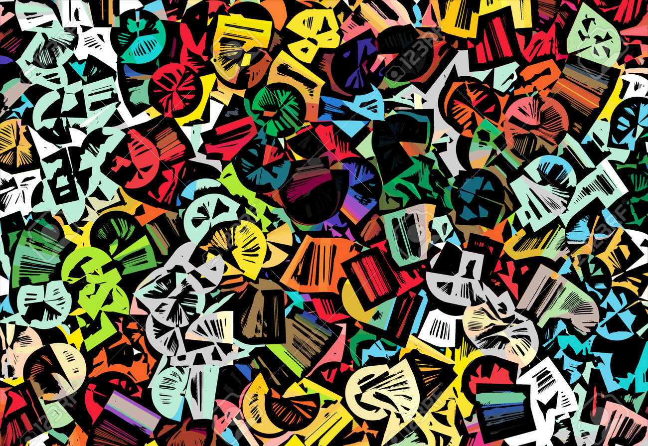 抽象的な木版画2点セット