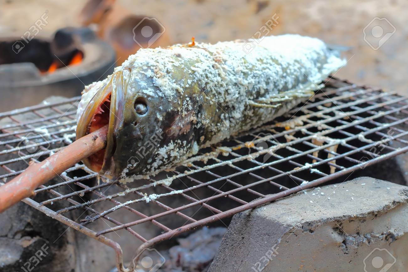 雷魚 魚炭火焼 伝統的なタイ の写真素材 画像素材 Image