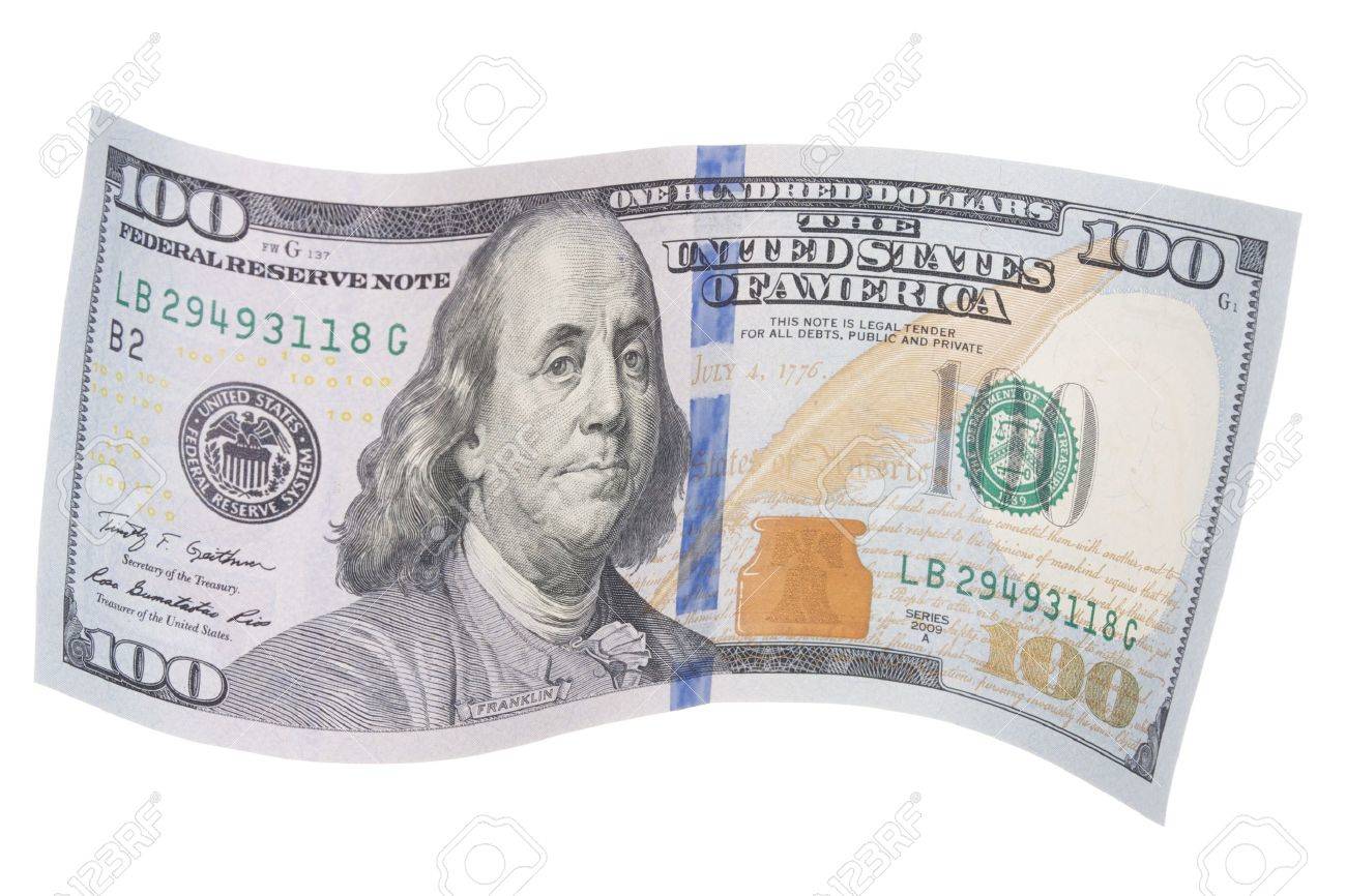 波状の形で新しいアメリカ合衆国 100 ドル紙幣の写真素材・画像素材 Image 27431082