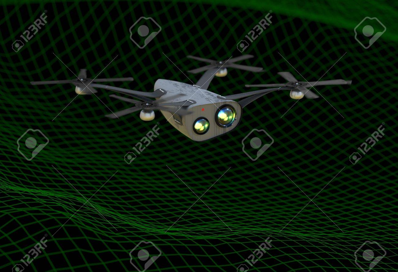 仮想の風景 3 D イラストの上を飛んでのカメラでリアルなヘリコプター の写真素材 画像素材 Image