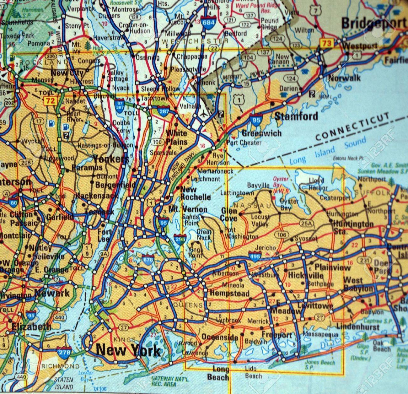 ニューヨーク、NY の道路地図。首都圏の写真素材・画像素材 Image 7820392