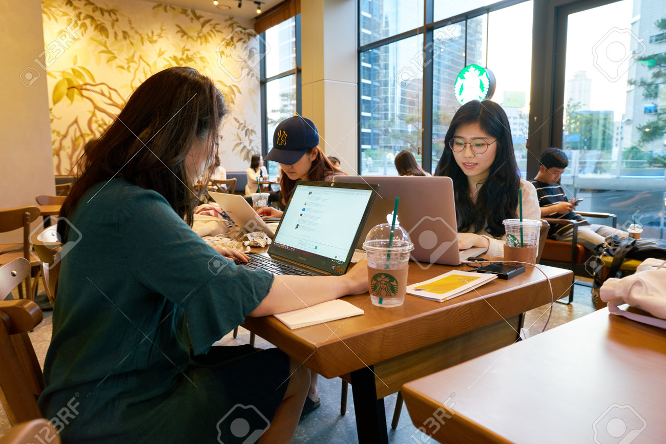 SEOUL, SOUTH KOREA CIRCA JUNE, 2017: People At Starbucks In - 1300x867 - jpeg People At Starbucks