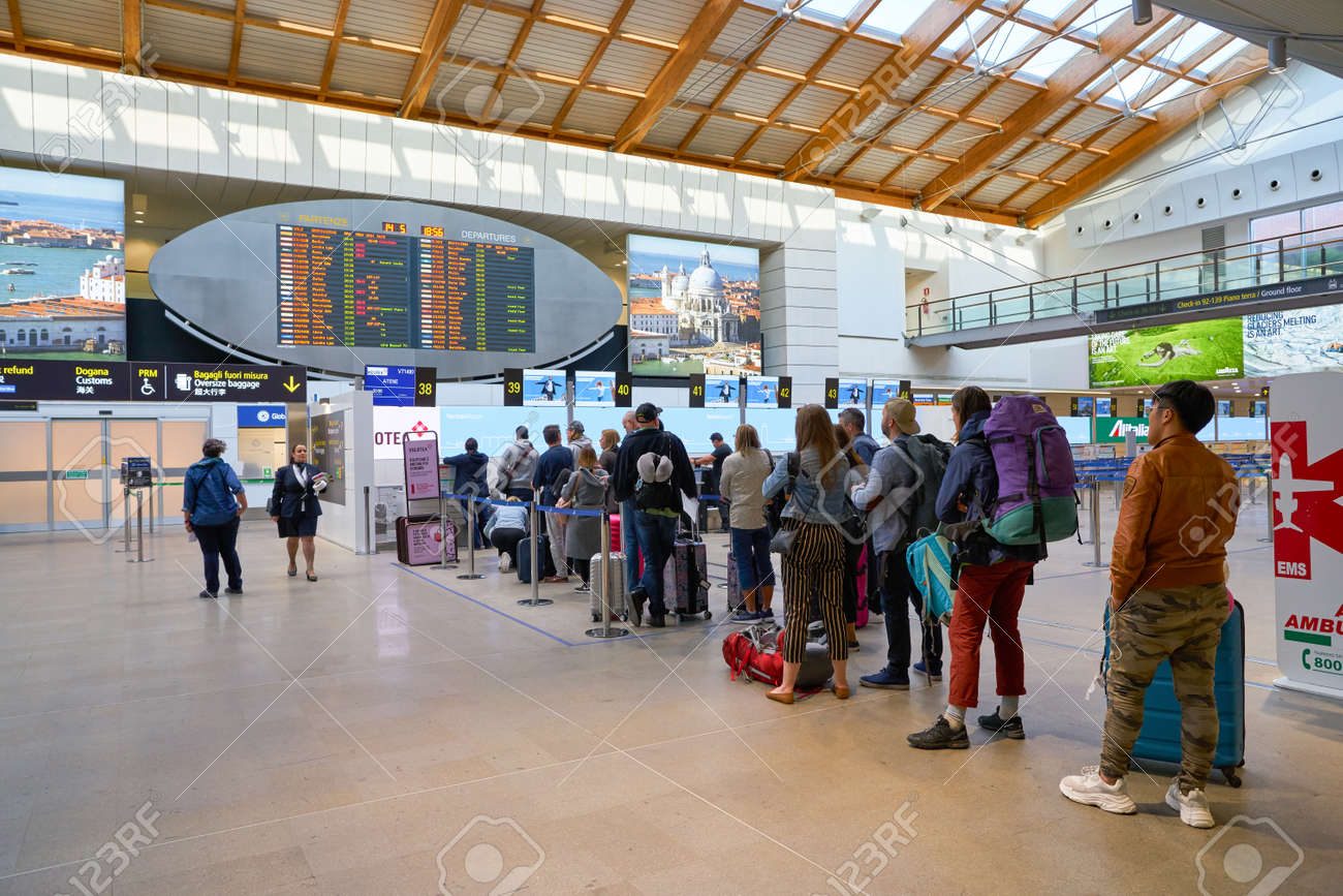 VENICE, ITALY - CIRCA MAY, 2019: Check-in Area At Venice Marco Polo Airport.  Stock Photo, Picture and Royalty Free Image. Image 134905369.