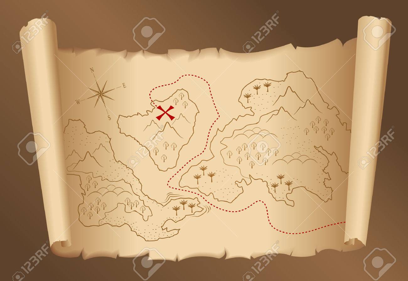 古い宝の地図のイラスト素材・ベクター Image 7395517