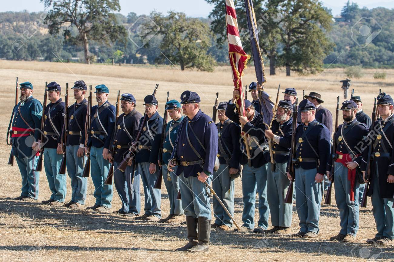 Union Army Reenactors, Civil War Reenactment At Anderson, California. Stock  Photo, Picture and Royalty Free Image. Image 49415599.