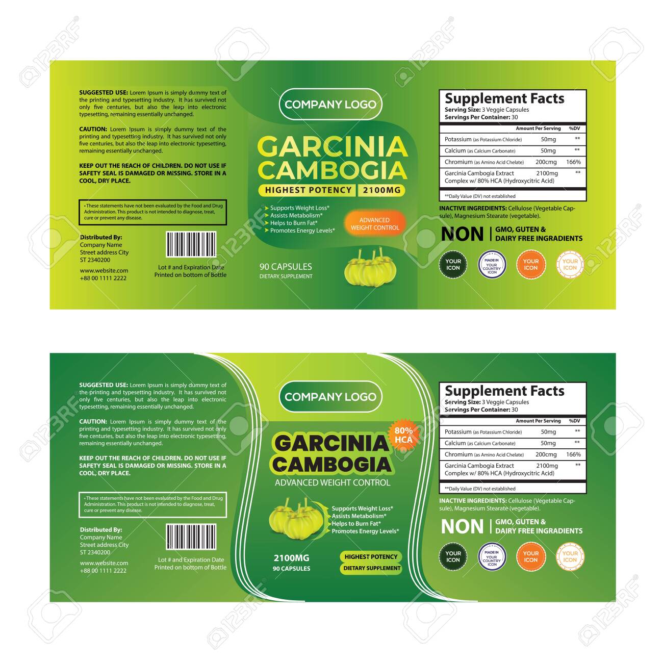 Weight Loss Greenish Garcinia Cambogia Dietary Supplement Product Throughout Dietary Supplement Label Template