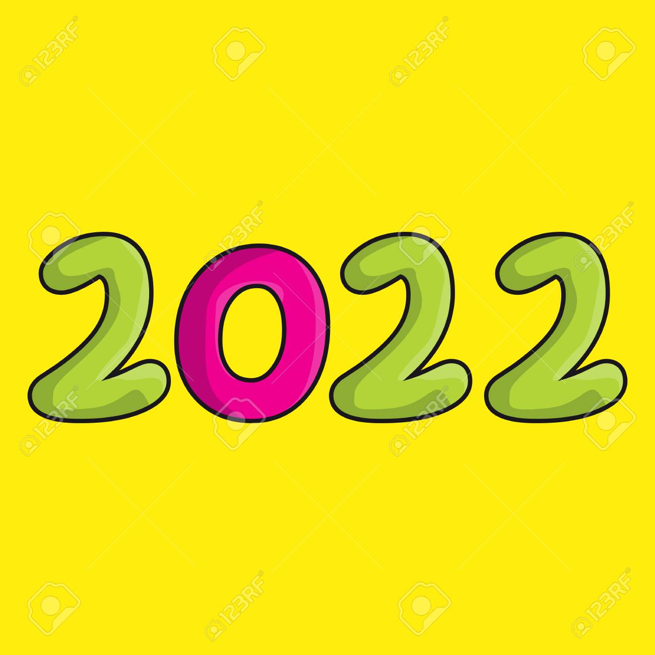 New Year 2022 Cartoon Figures Isolated On A Yellow Background Celebration The Calendar Stock Photo Picture And Royalty Free Image Image 69641911