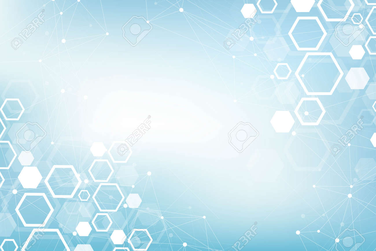 Abstract medical background DNA research, molecule, genetics, genome, DNA chain. Genetic analysis art concept with hexagons, lines, dots. Biotechnology network concept molecule, vector illustration. - 125644685 Abstract medical background DNA research, molecule, genetics, genome, DNA chain. Genetic analysis art concept with hexagons, lines, dots. Biotechnology network concept molecule, vector illustration. - 125644685