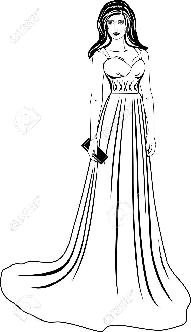 Kleid Clipart Schwarz Weiß