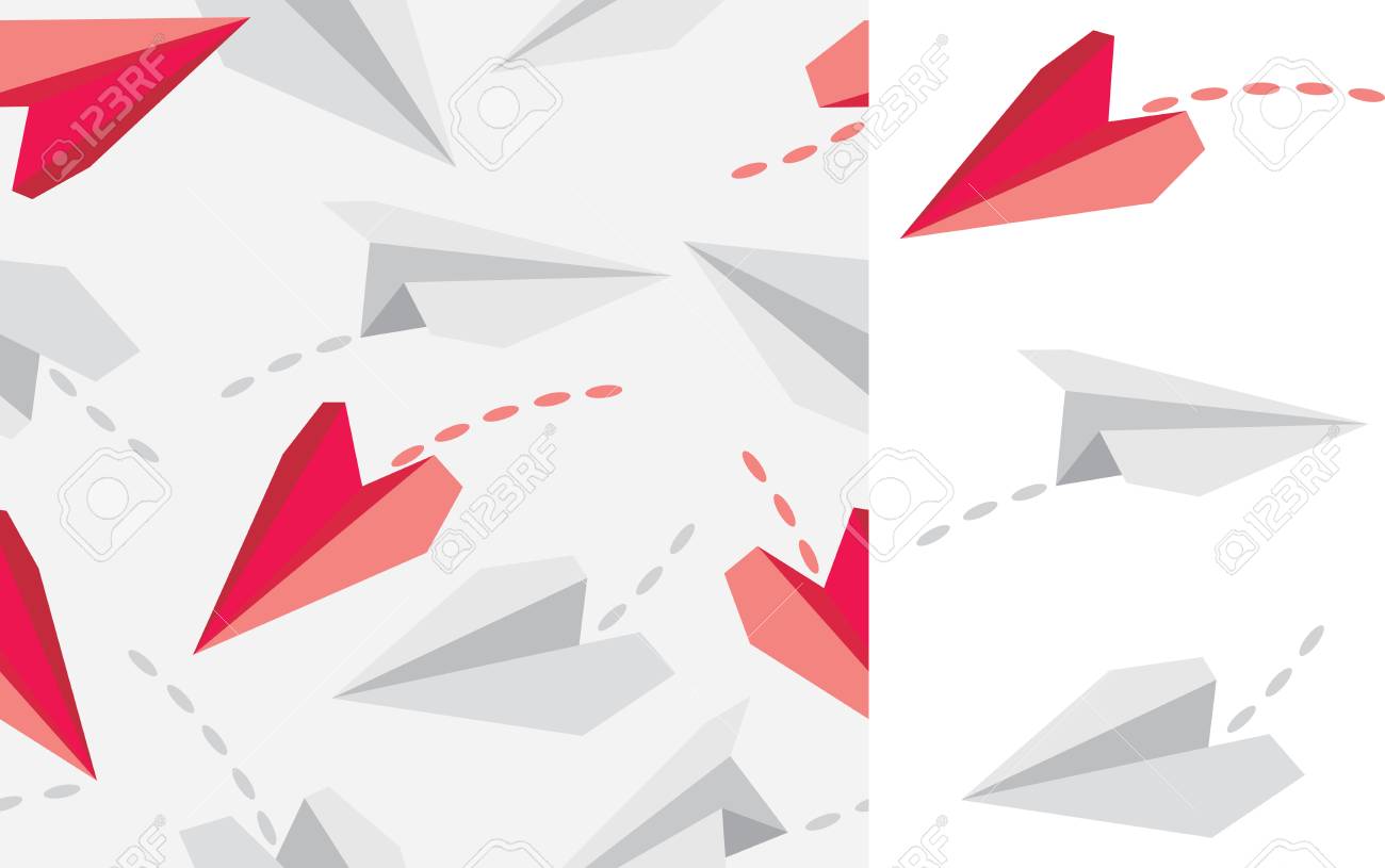 Aeroplanini Di Carta Isolati Su Modello Bianco E Senza Soluzione Di Continuità