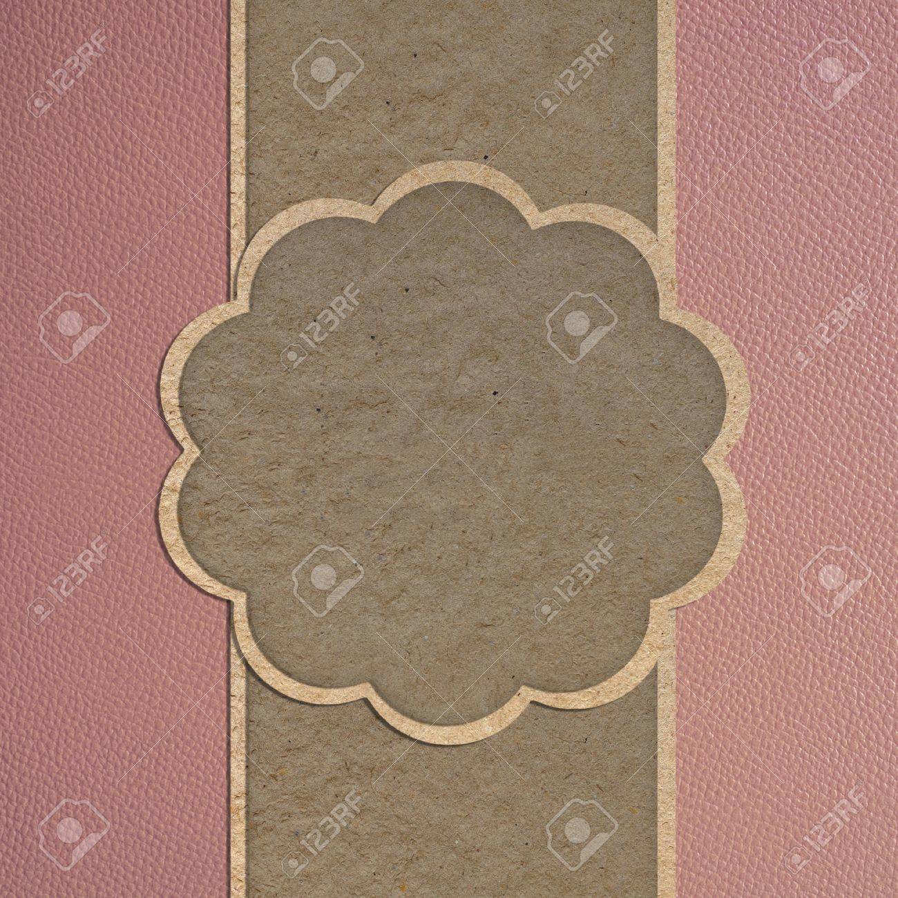 leather texture and paper craft stick template frame design for greeting card stock photo 12249950