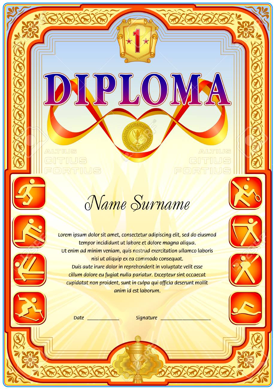 sport achievements diploma blank template royalty free cliparts diploma blank