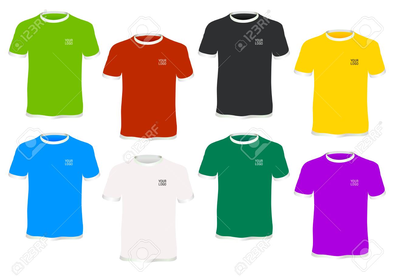 colorful shirts collection isolated on white can be use for clothing catalog layout
