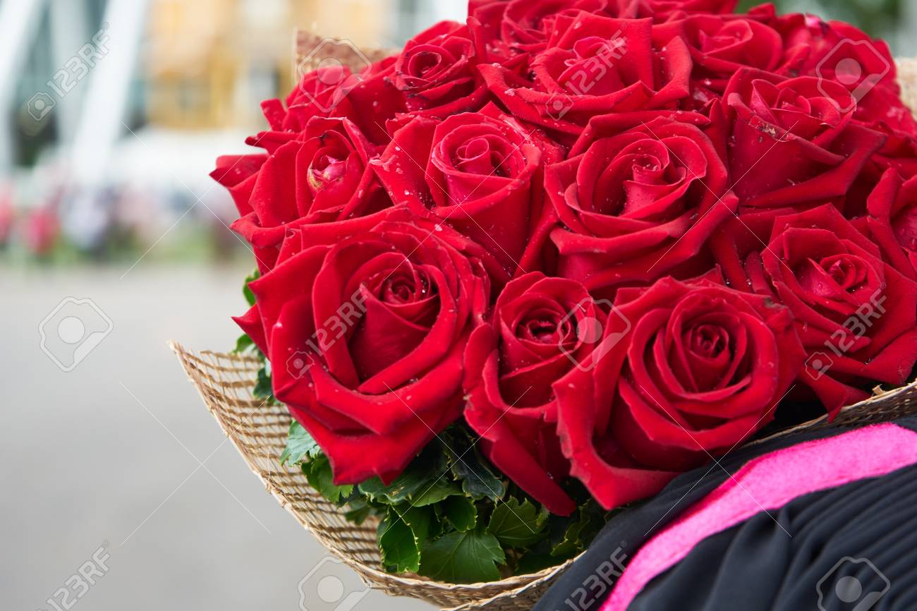 black gown with red roses