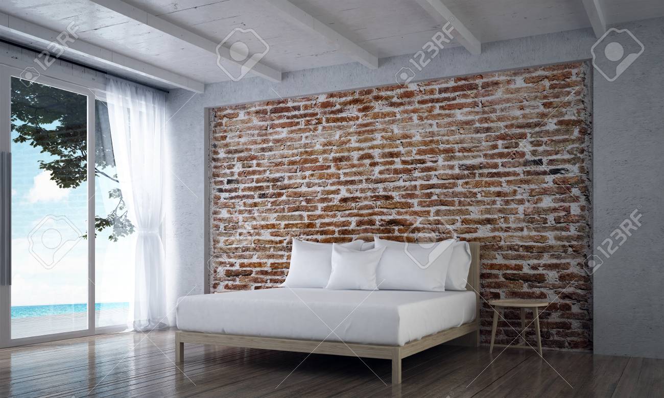 El Diseno Interior Del Dormitorio Minimo Y El Diseno De Pared De