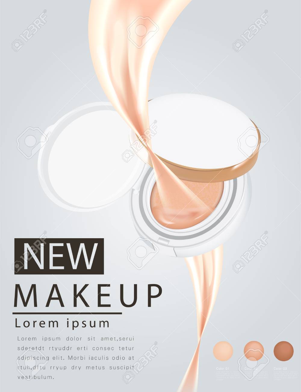 Compact foundation ads, attractive makeup essential product with texture isolated on glitter background, 3d illustration - 109626421 Compact foundation ads, attractive makeup essential product with texture isolated on glitter background, 3d illustration - 109626421