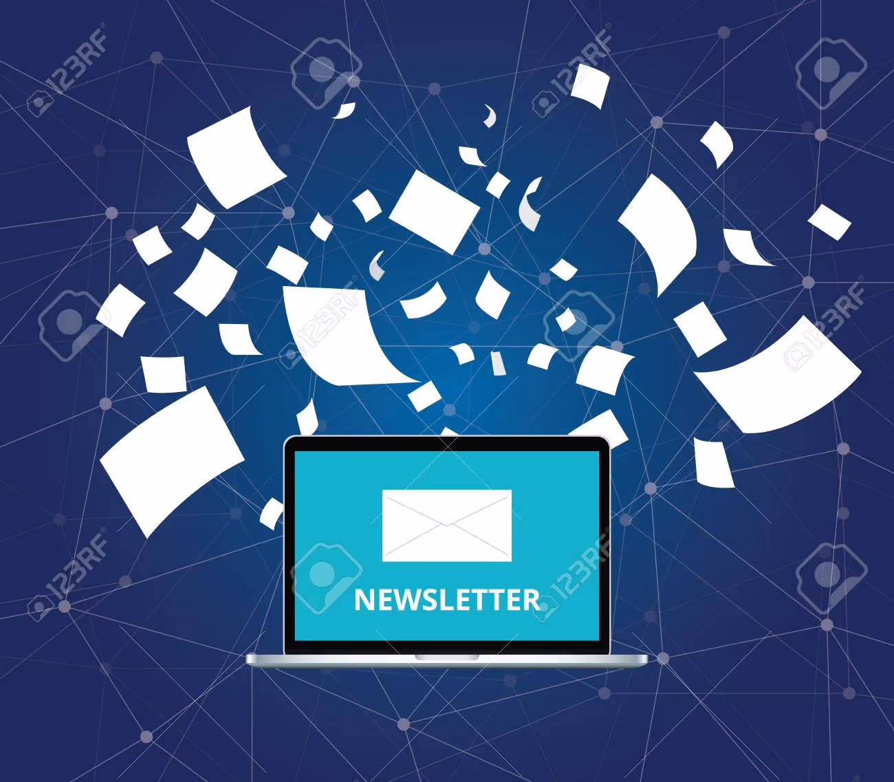 newsletter with letter and laptop notebook and paper flying as background vector graphic illustration - 57516165 newsletter with letter and laptop notebook and paper flying as background vector graphic illustration - 57516165