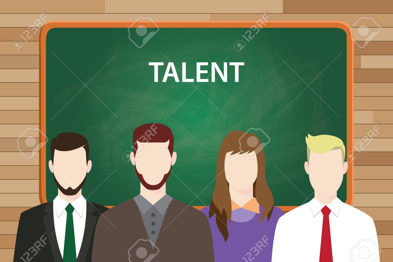 背景とそれの前に整列の人々 として緑色の基板と才能テキストの概念ベクトル グラフィック イラストのイラスト素材 ベクタ Image