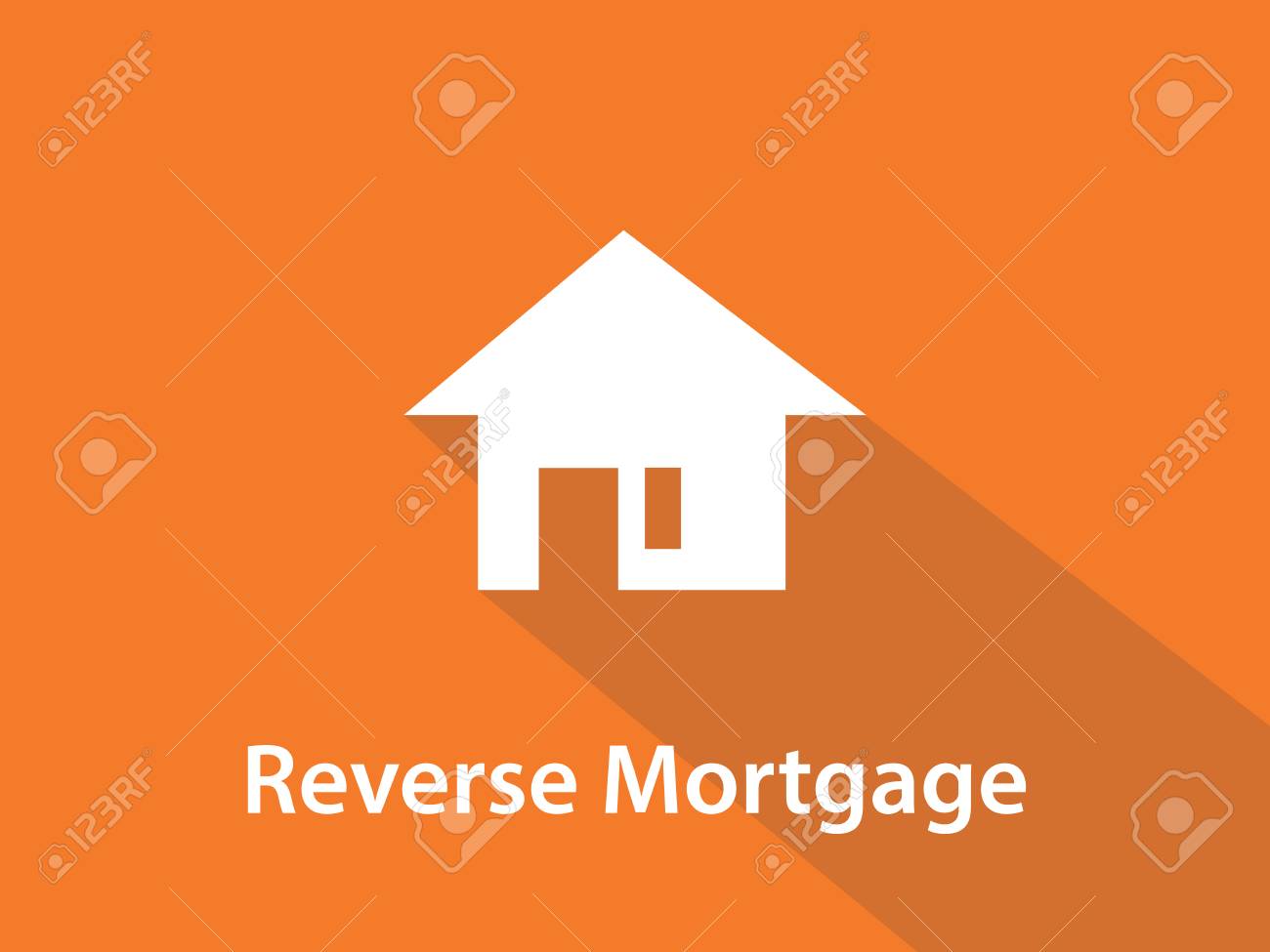 reverse mortgage white text illustration with white house silhouette