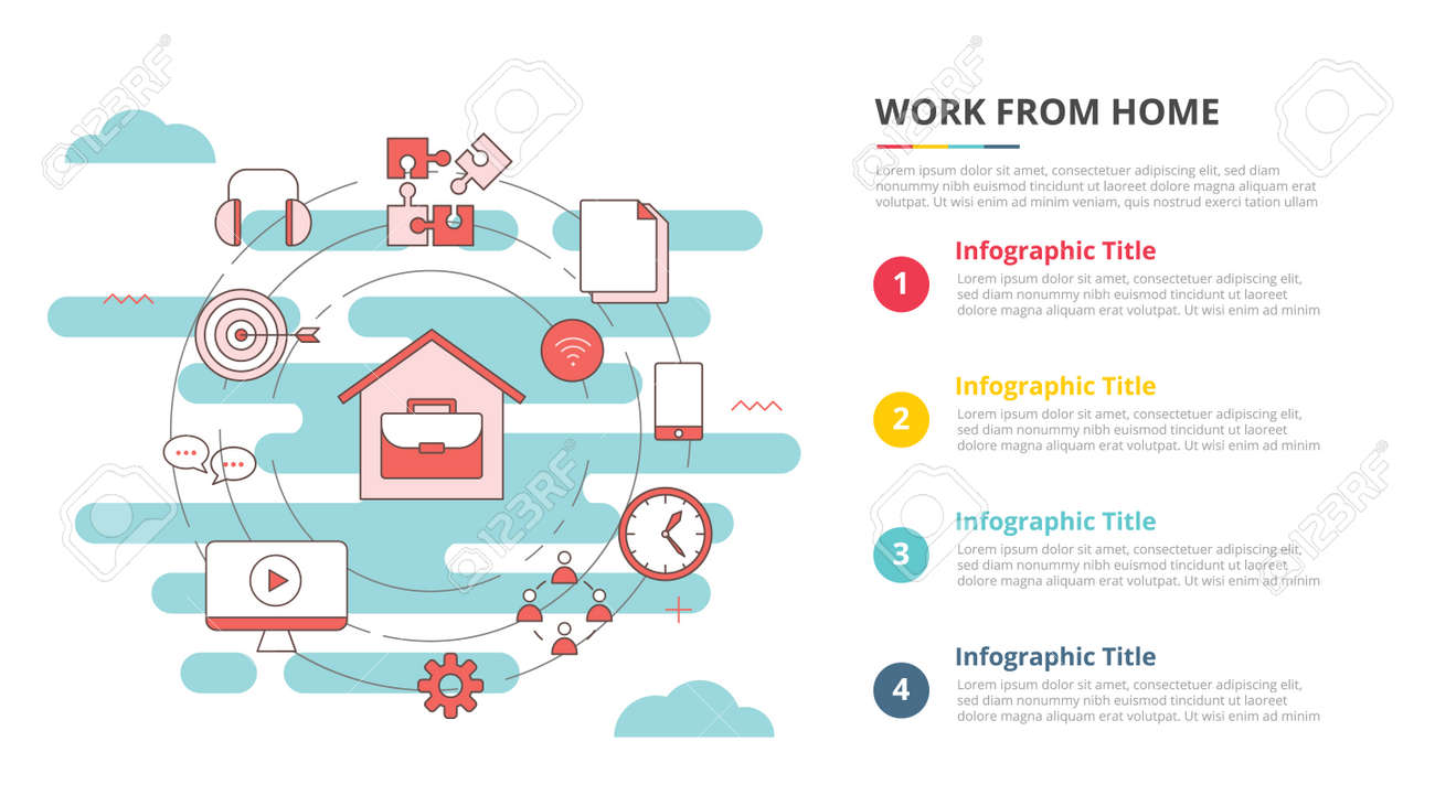 wfh work from home concept for infographic template banner with four point list information vector illustration - 165180587 wfh work from home concept for infographic template banner with four point list information vector illustration - 165180587