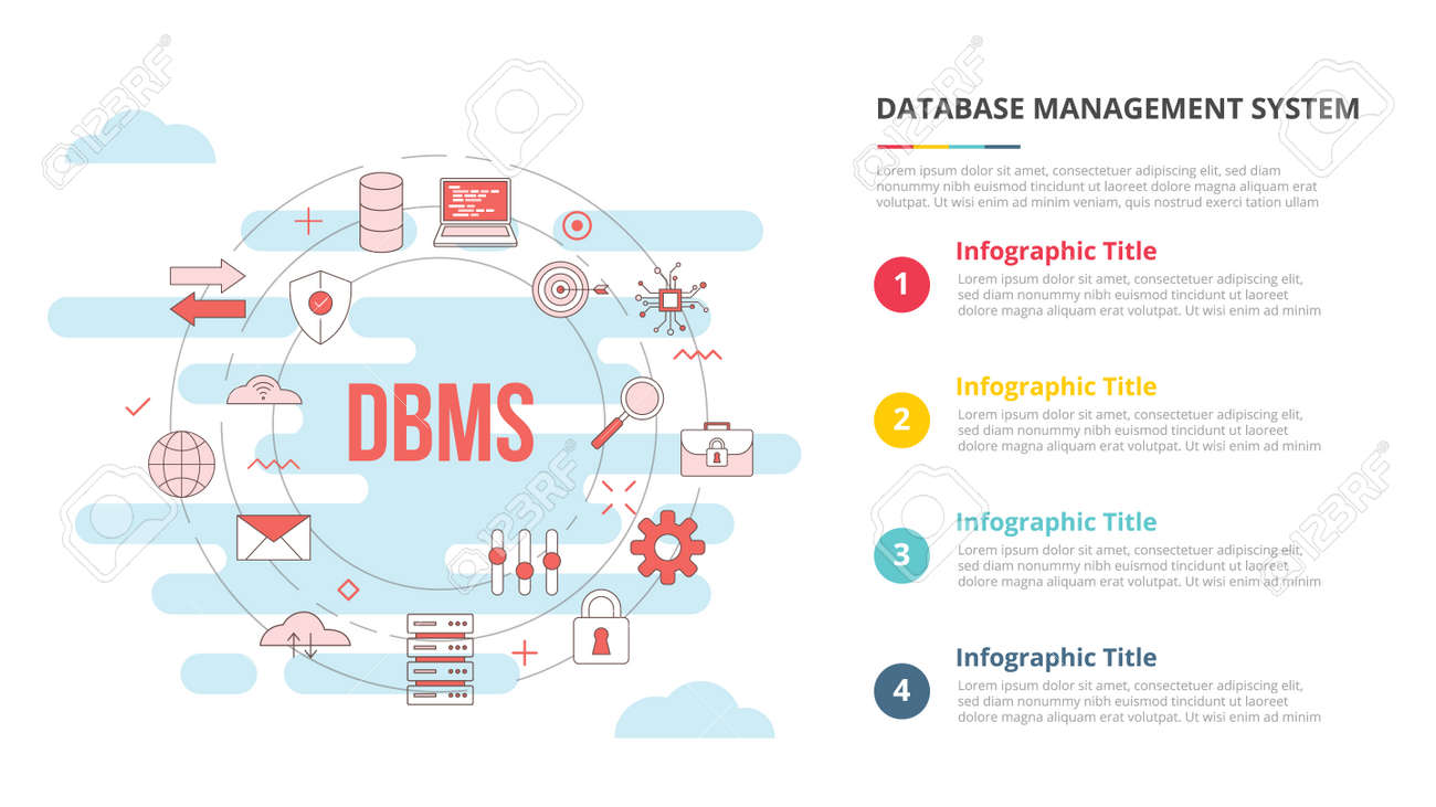 dbms database management system concept for infographic template banner with four point list information vector illustration - 165223917 dbms database management system concept for infographic template banner with four point list information vector illustration - 165223917