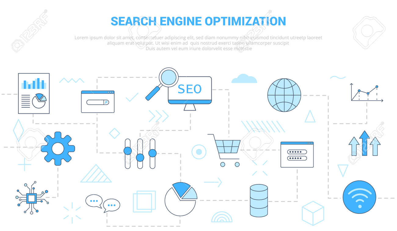 seo search engine optimization concept with icon set template banner with modern blue color style vector illustration - 165340491 seo search engine optimization concept with icon set template banner with modern blue color style vector illustration - 165340491