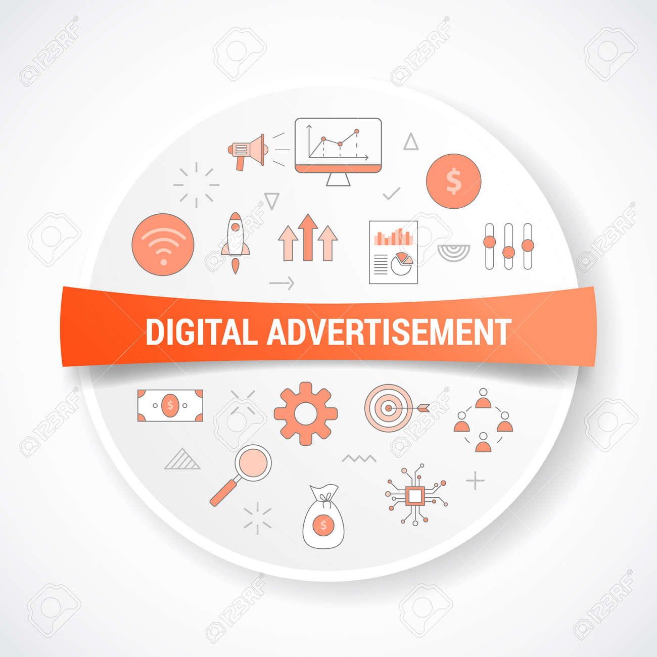 digital advertisement concept with icon concept with round or circle shape vector illustration - 166430016 digital advertisement concept with icon concept with round or circle shape vector illustration - 166430016