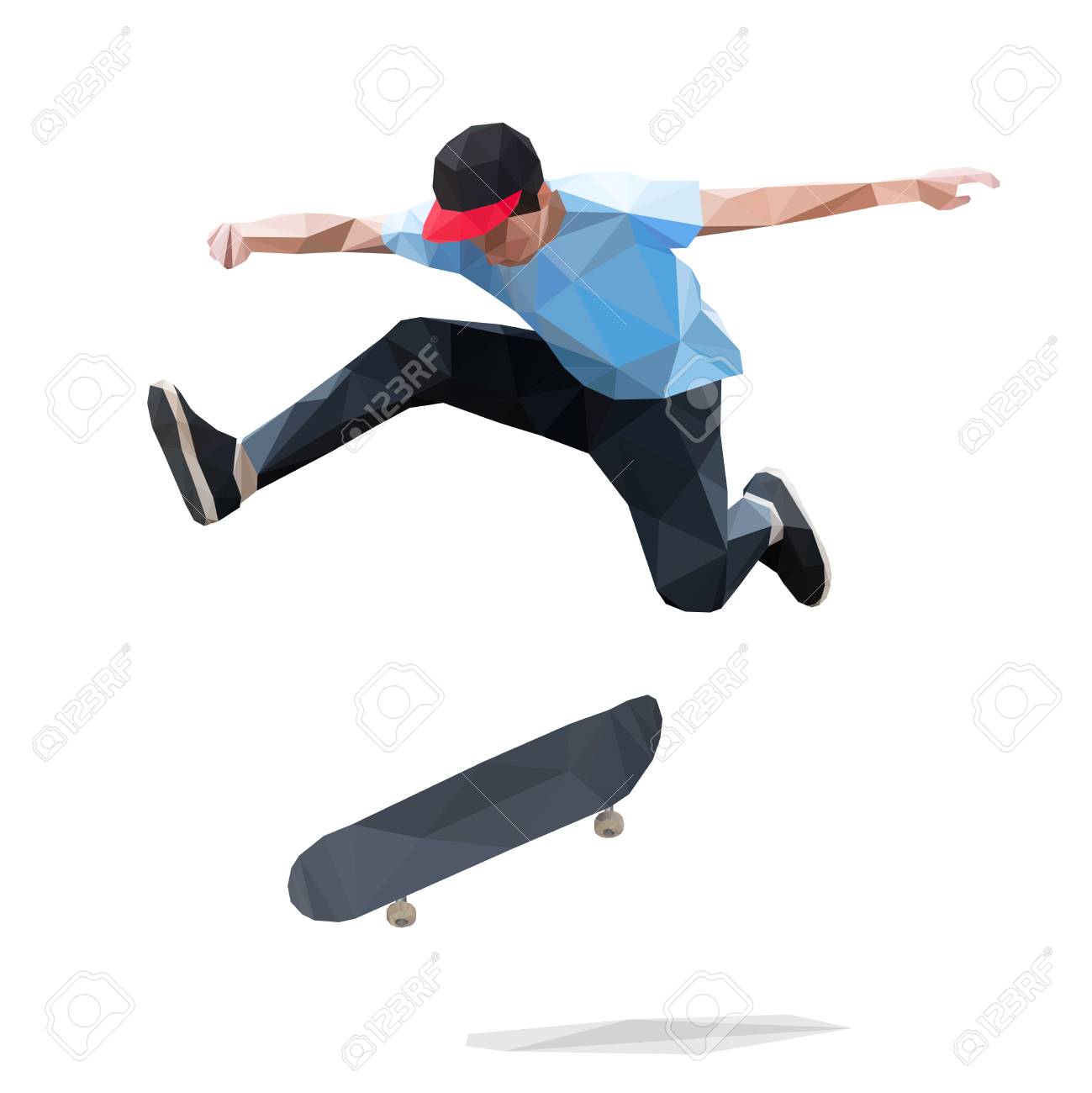 スケート ボード スケート ボード上でジャンプのトリックを行います 低ポリ ベクトル図 のイラスト素材 ベクタ Image スケート ボード スケート ボード上でジャンプのトリックを行います 低ポリ ベクトル図 のイラスト素材 ベクタ Image