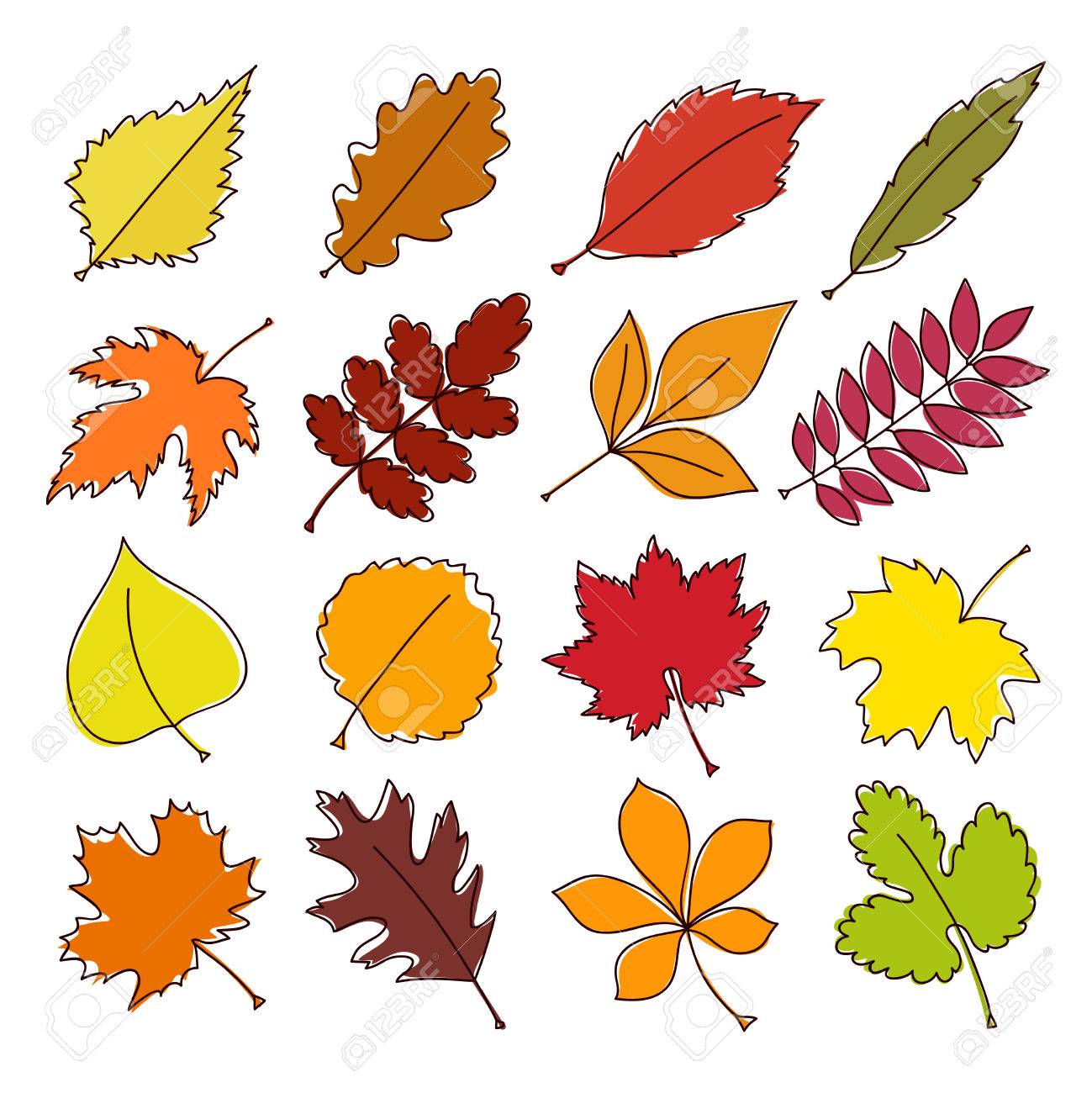 images Imagenes De Hojas De Otoño Animadas hojas de otono aisladas sobre fondo blanco estilo plano de dibujos animados ilustracion vectorial